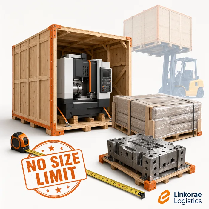 Oversized cargo DDP shipping — wooden crating and residential delivery